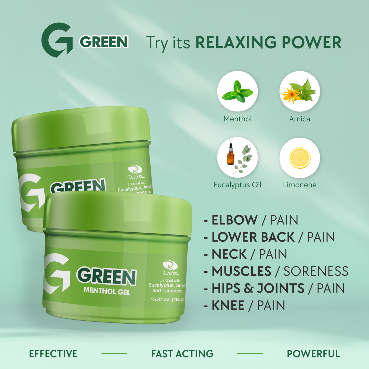 Ross D’ Elen Green Menthol Relief and Recovery GEL Small