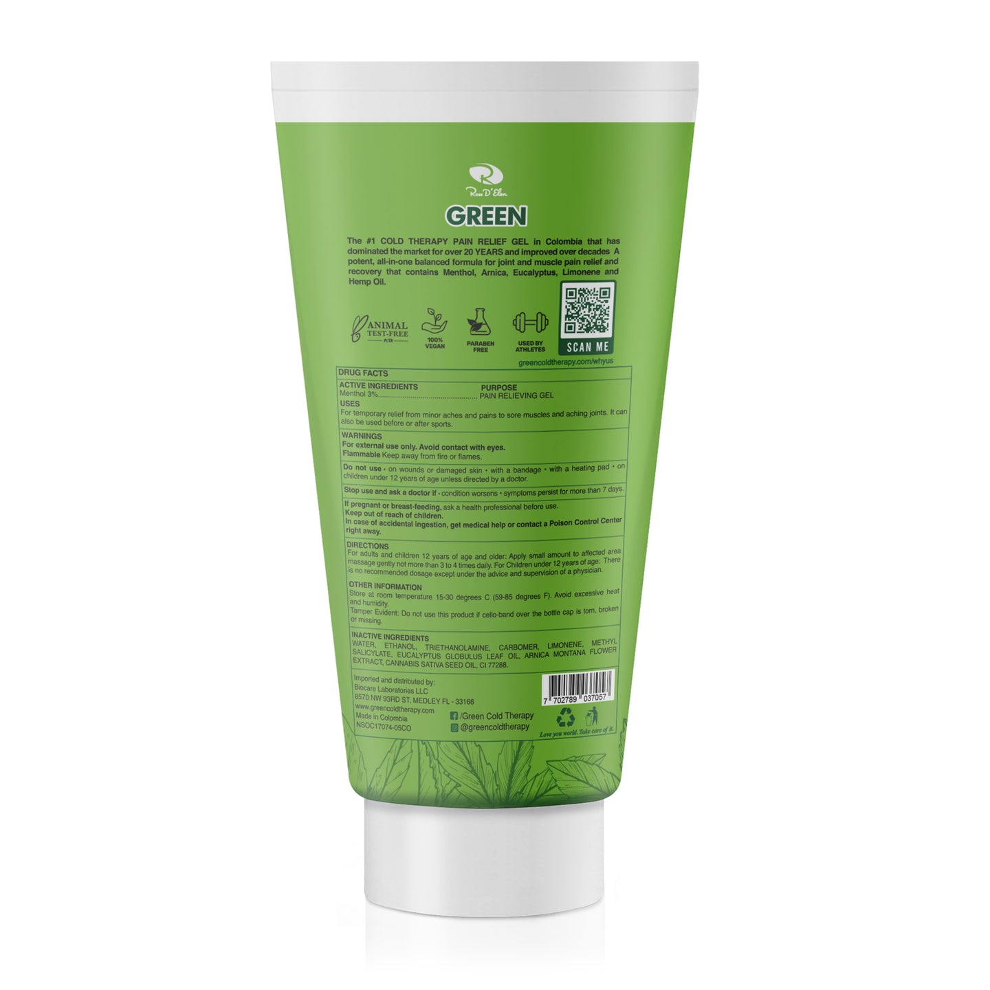 Ross D’ Elen Green Menthol Relief and Recovery GEL MASSAGER